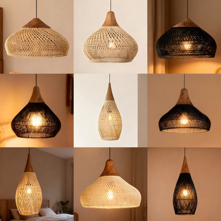 Wabi-sabi Style Homestay Japanese Style Retro Rattan Plaited Articles Pendant Light for Dining Room or Restaurant