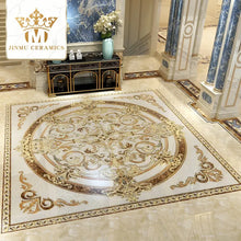 Lade das Bild in den Galerie-Viewer, Gold plated ceramic carpet tile 60X60 villa porcelain carpet floor tile
