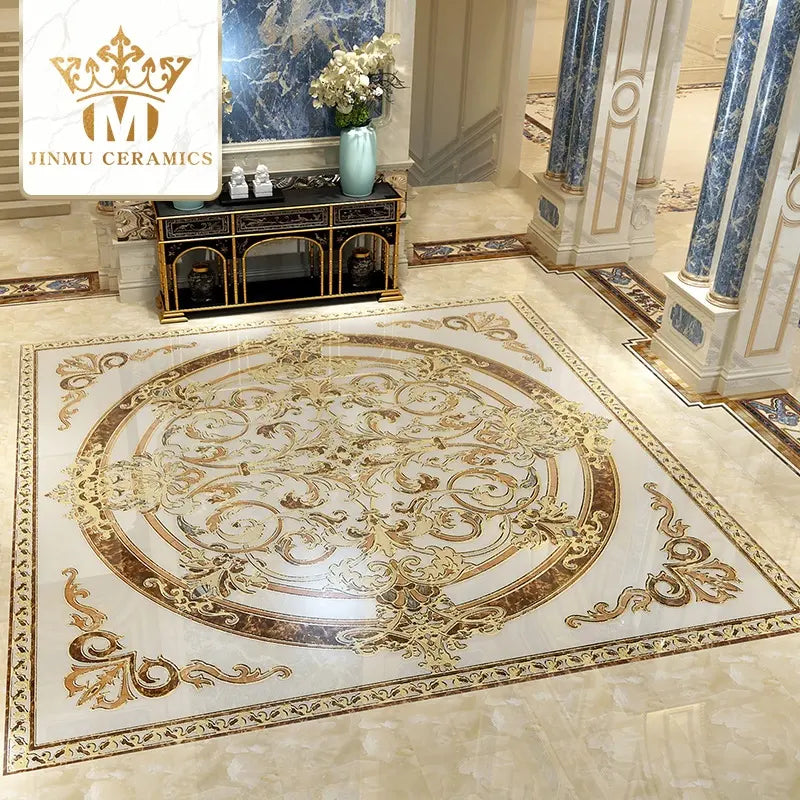 Gold plated ceramic carpet tile 60X60 villa porcelain carpet floor tile