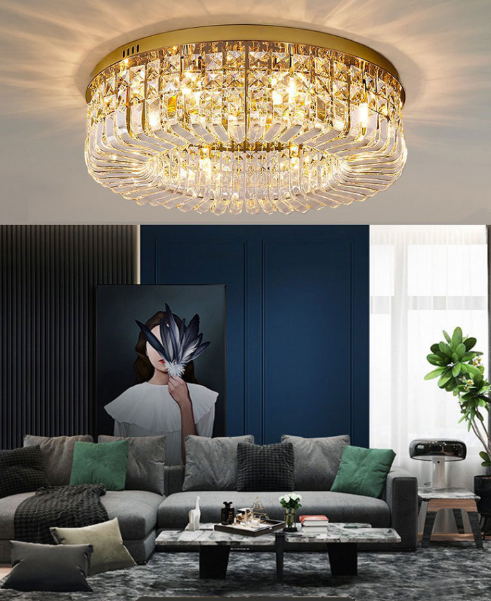 Modern Round Shandeliers Led Crystal Gold Chandelier Ceiling Dining Luster Pendant Lamp Chandelier Luxury Crystal Light