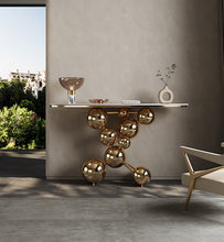 Загрузить изображение в средство просмотра галереи, Stainless Steel Sintered Stone Console Table Corner Golden
