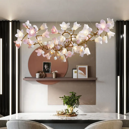 Modern chandelier with floral design in a stylish room setting