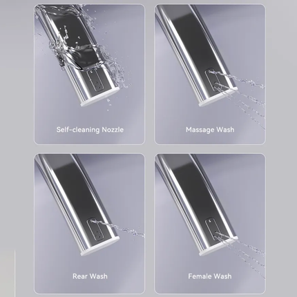 Product with different washing functions labeled on a gray background
