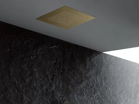 Douche de plafond 16 pouces avec écran LCD, acier inoxydable 304 plaqué or.