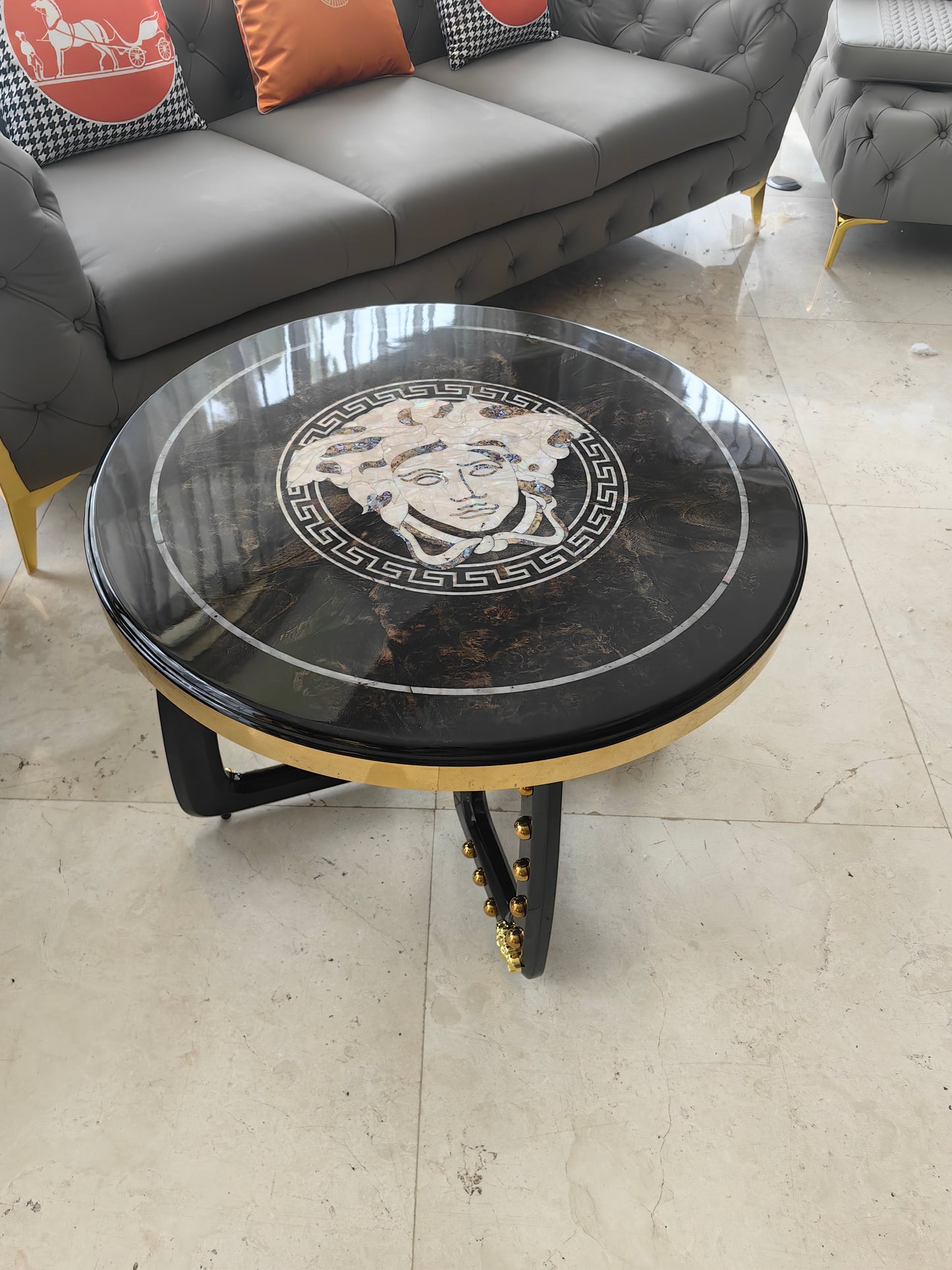 Luxury Italian Medusa Wood Coffee Table Set of 2