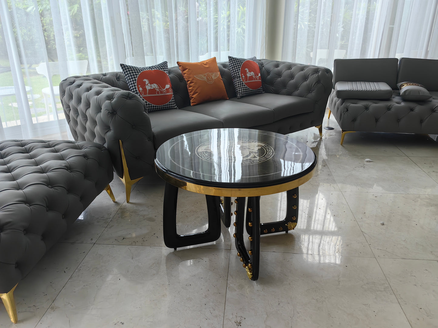 Luxury Italian Medusa Wood Coffee Table Set of 2