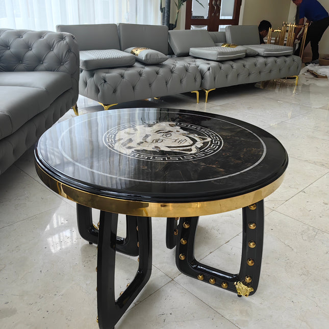 Luxury Italian Medusa Wood Coffee Table Set of 2