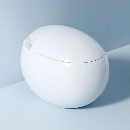 White spherical device on a light blue background