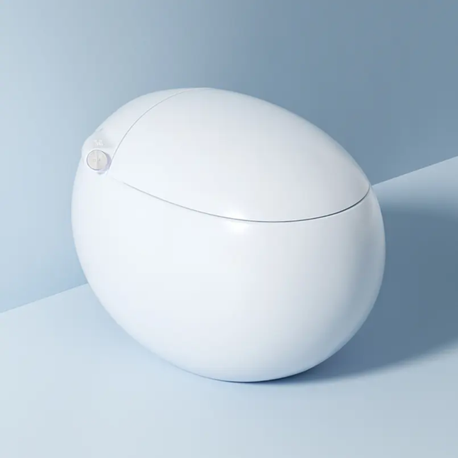 White spherical device on a light blue background