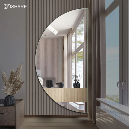120x90cm crescent moon design LED light mirror – 3 adjustable light tones, sensitive touch panel, modern stylish wall decor
