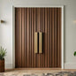 Custom-size brown solid wood flush door with gold handle, water-resistant and sound-insulating for modern interior spaces
