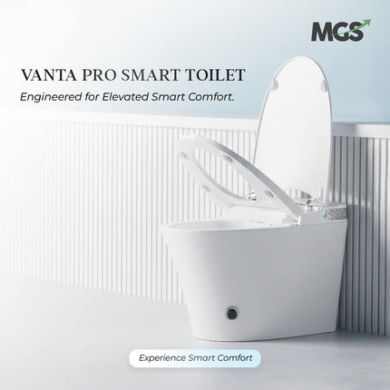Vanta Pro Smart Toilet with MGS branding in a minimalistic bathroom setting