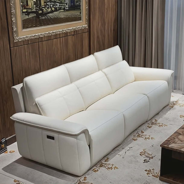 Contemporary Top-Grain Leather Triple-Cushion Power Reclining Sofa