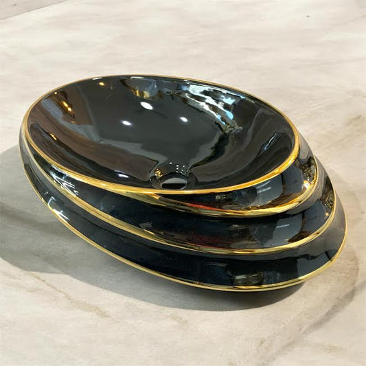 Porcelain Black Art Luxury Basin with Black Lining
