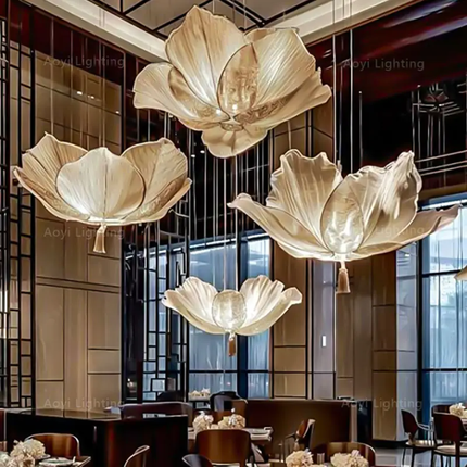 Decorative ceiling lights in a restaurant setting