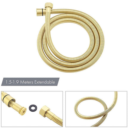 Gold kitchen hose with connectors on a white background