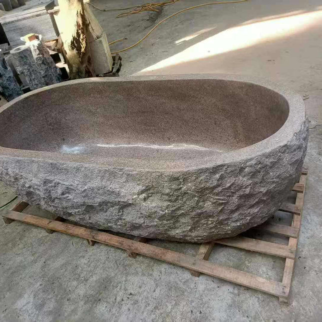 Modern Luxury Oval Granite Bathtub – Natural Stone Indoor Spa Tub for Home (Size can be Customize)