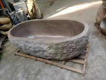 Cargar imagen en el visor de la galería, Modern Luxury Oval Granite Bathtub – Natural Stone Indoor Spa Tub for Home
