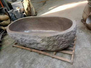 Modern Luxury Oval Granite Bathtub – Natural Stone Indoor Spa Tub for Home
