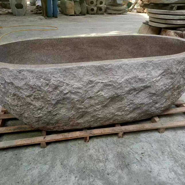 Modern Luxury Oval Granite Bathtub – Natural Stone Indoor Spa Tub for Home (Size can be Customize)