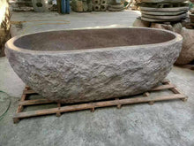 Cargar imagen en el visor de la galería, Modern Luxury Oval Granite Bathtub – Natural Stone Indoor Spa Tub for Home
