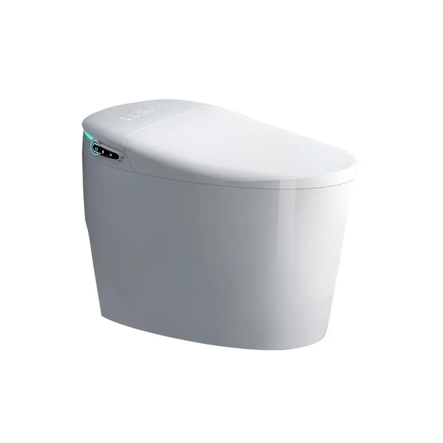 White toilet bowl with cover on a white background