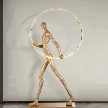 Nordische Stehlampen in Form einer menschlichen Skulptur, Dekoration für Kunstgalerien, goldene Skulptur, Statuenlicht 