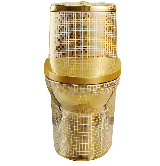 Gold Toilet Bowl Striped Style Luxury Modern Electroplated