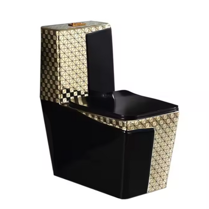 Schwarze und goldene Toilette im luxuriösen, modernen Diamant-Stil