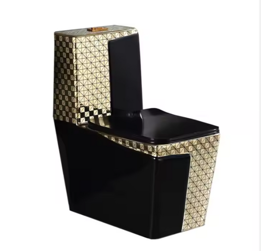 Black and Gold Toilet Luxury Modern Diamond Style