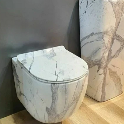 Marble Hanging Toilet Bowl Modern Style