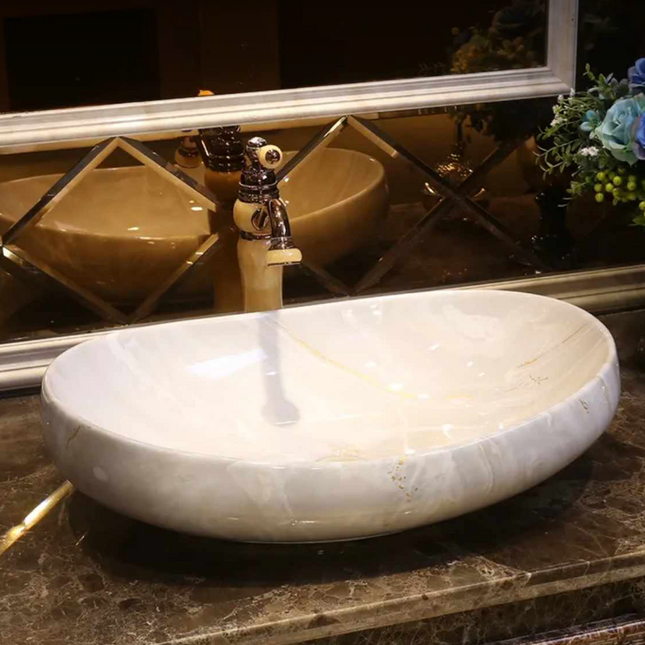 European Artistic Marble Porcelain Basin Modern Style Edition