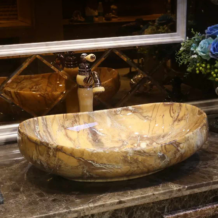 Artistic Brown Beige Marble Basin Modern Style Edition