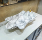 Artistic White Gray Wavy Marble Wash Basin Modern Style Edition