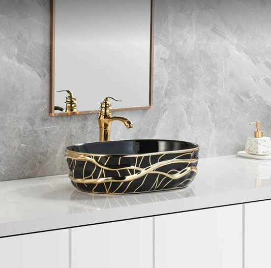 Black and Gold Basin Striped Modern Style Edition