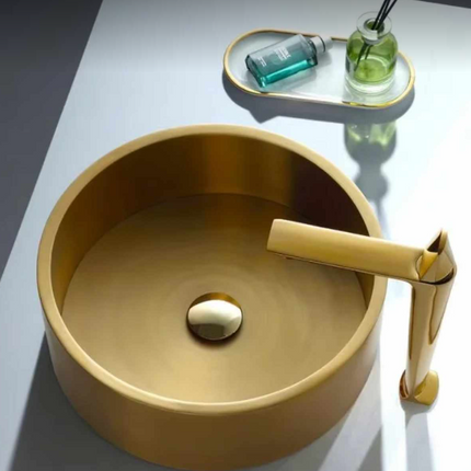 Gold Stainless Steel Countertop Bathroom Basin Modern Style Edition