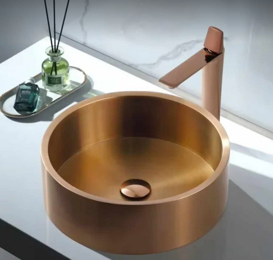 Rose Gold Stainless Steel Countertop Bathroom Basin Modern Style Edition