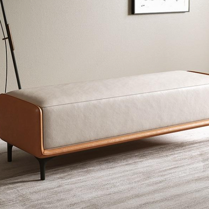 Modernes Hotel-Schlafzimmer-Sofa – Zeitgenössischer, mit PU-Leder bezogener Betthocker für Wohnzimmer, Essbereich oder Hotelbereich 