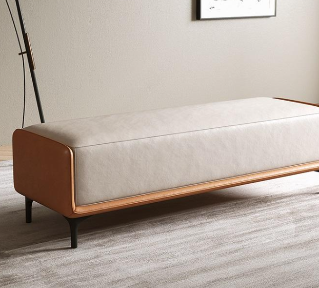 Modern Hotel Bedroom Sofa Bench – Contemporary PU Leather Upholstered Bed End Stool for Living Room, Dining Area, or Hospitality Use