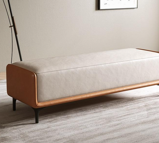 Modern Hotel Bedroom Sofa Bench – Contemporary PU Leather Upholstered Bed End Stool for Living Room, Dining Area, or Hospitality Use