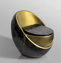 Load image into Gallery viewer, Modern Style Bathoom Egg Toilet Black and Gold Edition
