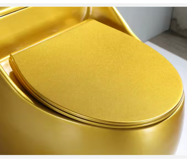 Gold One-Piece Porcelain Egg Toilet with Dual-Flush System