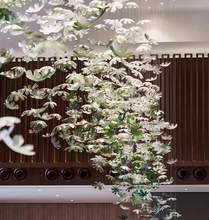 Load image into Gallery viewer, Custom Maple Leaf Green Glass Chandelier – Luxury Nature-Inspired Hanging Light Fixture
