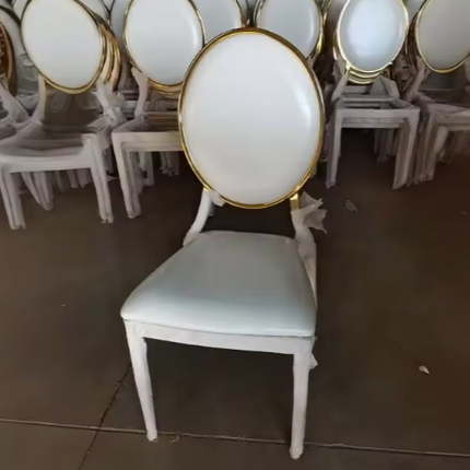 Luxury Modern Gold Accent Chair – Sleek Iron Frame Seating for Buffet Table Catering Chairs