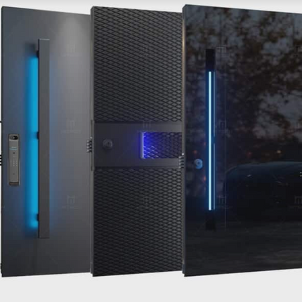 Black Metal & Steel Door – Interior & Exterior Room Door with Lighting Handle