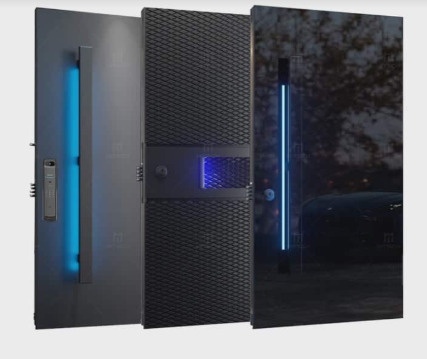 Black Metal & Steel Door – Interior & Exterior Room Door with Lighting Handle