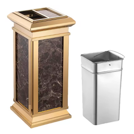 Black and Gold Stainless-Steel Trash Can Large Capacity Durable Bin