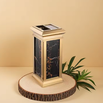 Black and Gold Stainless-Steel Trash Can Large Capacity Durable Bin