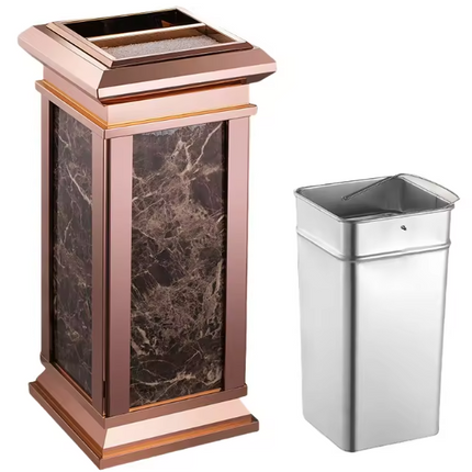 Rose Gold Stainless Steel Trash Can Luxury Garbage Bin
