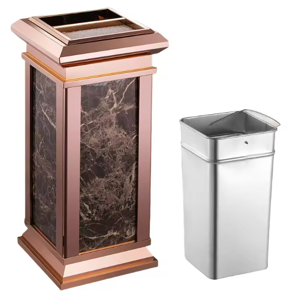 Rose Gold Stainless Steel Trash Can Luxury Garbage Bin